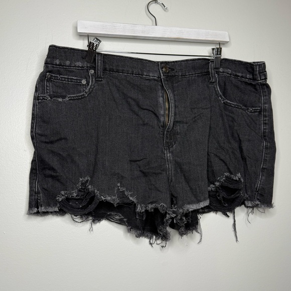 Aerie Black Distressed Jean Shorts - Picture 3 of 13